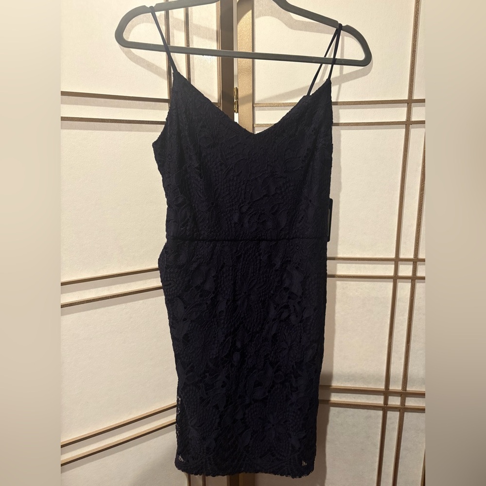 Guess Navy Lace Midi Dress